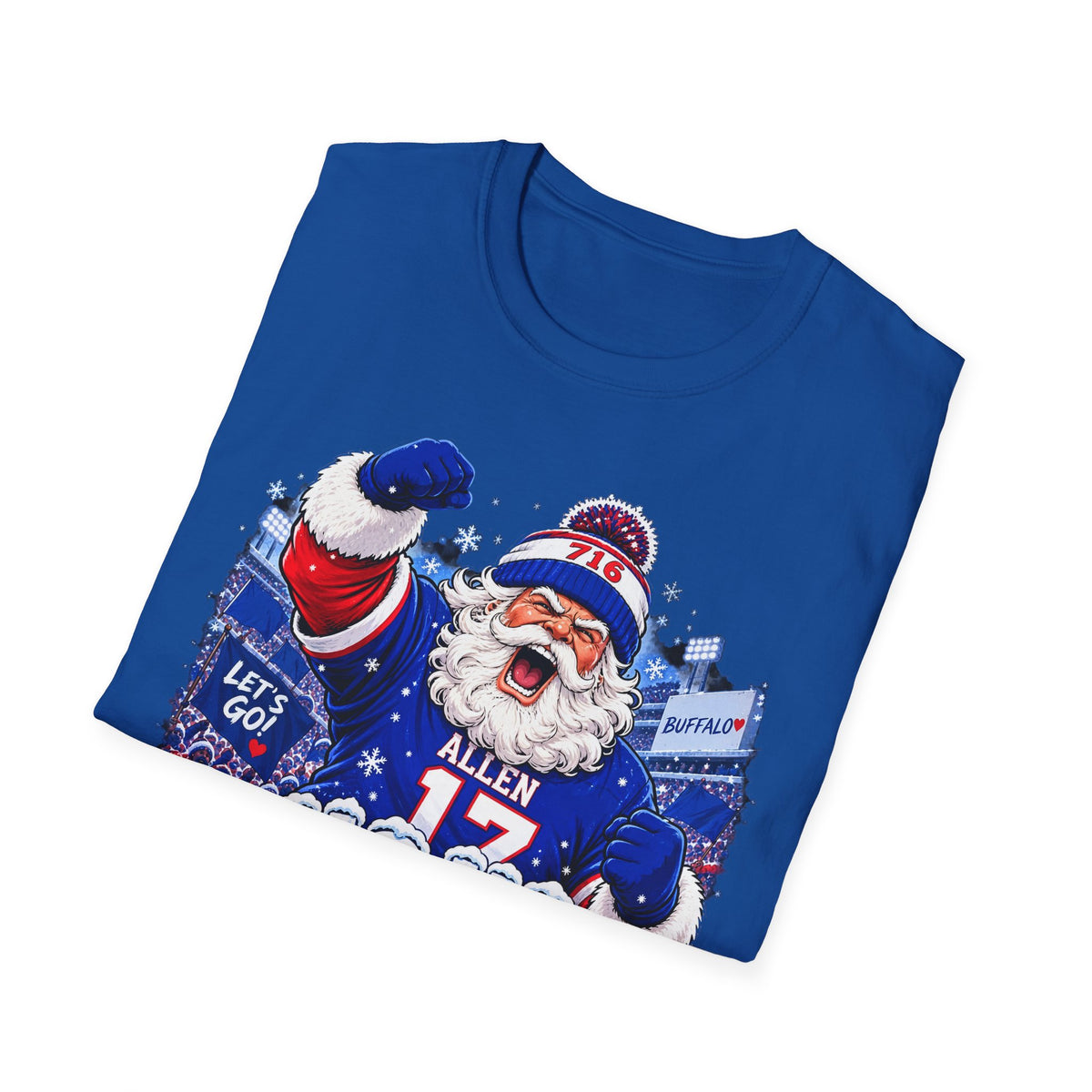 Ho Ho Buffalo Santa T-Shirt - Buffalo Football Christmas Tee, 716 Holiday Game Day Shirt
