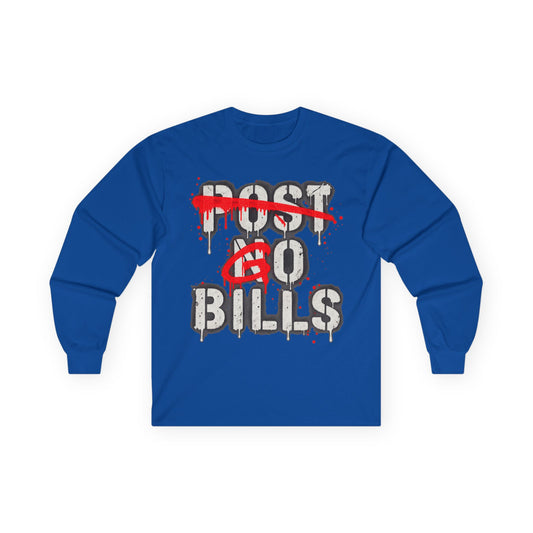 Go Bills Graffiti Long Sleeve Shirt - Post No Bills Spray Paint Stencil Tee, Buffalo Football Game Day