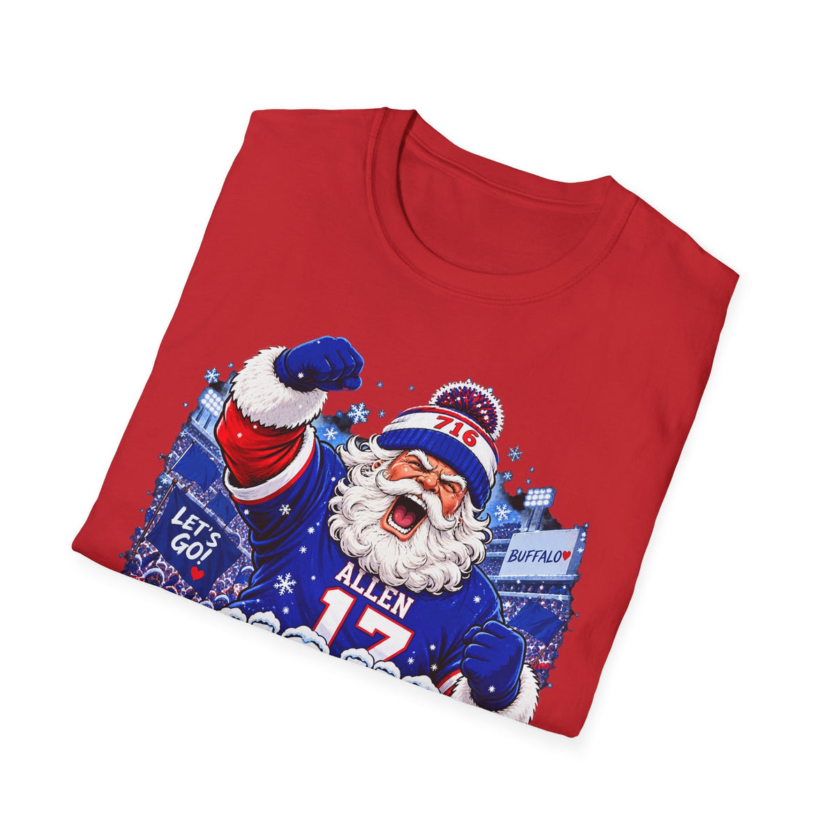 Ho Ho Buffalo Santa T-Shirt - Buffalo Football Christmas Tee, 716 Holiday Game Day Shirt