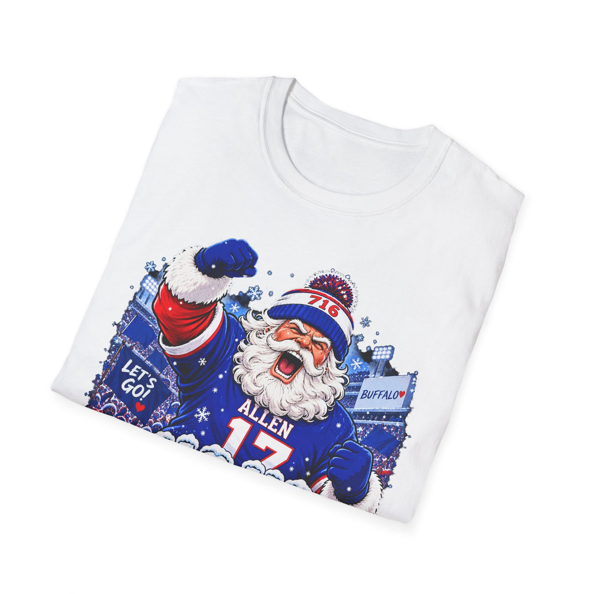 Ho Ho Buffalo Santa T-Shirt - Buffalo Football Christmas Tee, 716 Holiday Game Day Shirt