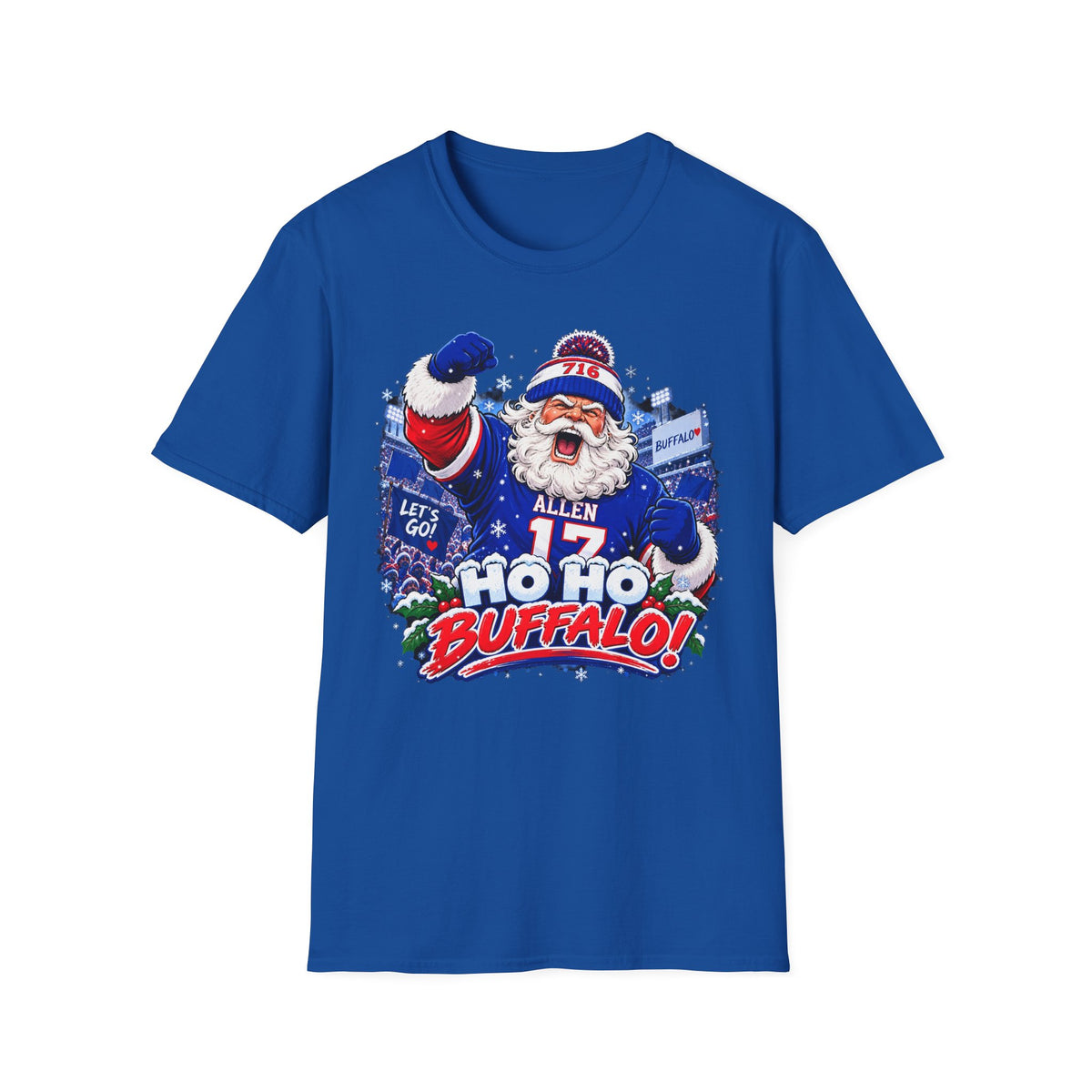 Ho Ho Buffalo Santa T-Shirt - Buffalo Football Christmas Tee, 716 Holiday Game Day Shirt